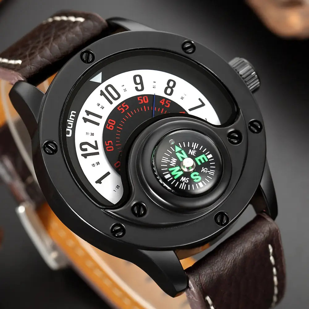 New Sport Watches Men Decorative Compass Unique Design Male Quartz Clock Men's Leather Strap Casual Wrist Watch - Beyond Trends Hub