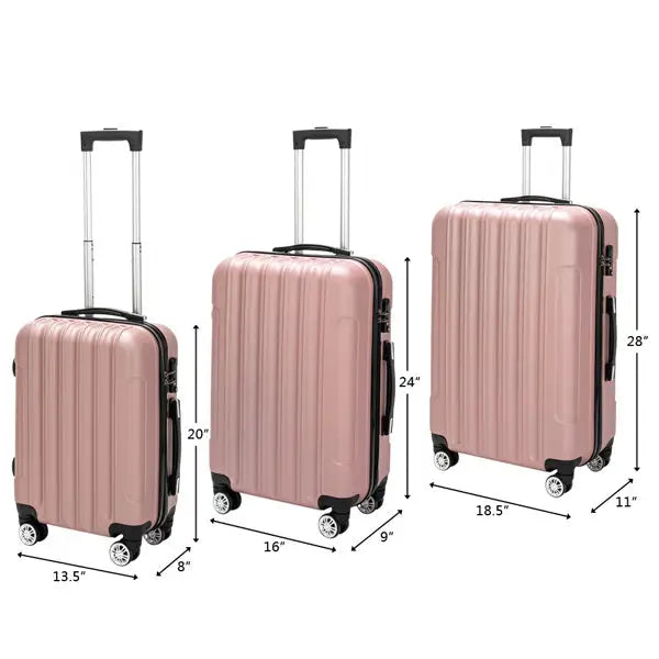 Vertical 3-in-1 Spinner Wheel With Handle Trolley Box 20in 24in 28in ABS Aluminum Alloy Trolley Fashion Color - Rose