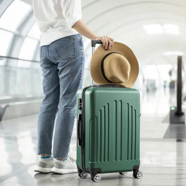 Vertical Stripe Four In One Suitcase - Green - 5