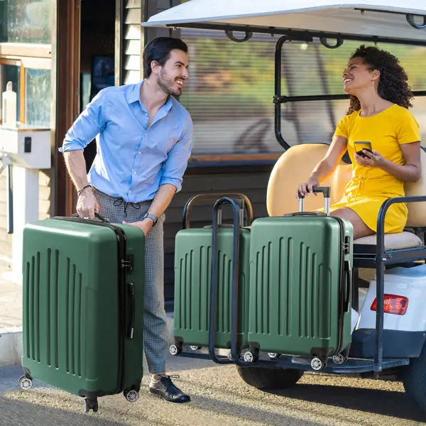 Vertical Stripe Four In One Suitcase - Green - 5