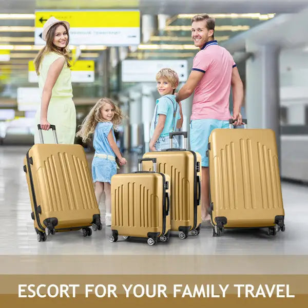 Vertical Striped Four In One Suitcase - Yellow - 5