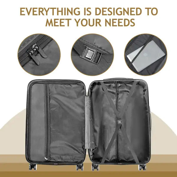 Vertical Striped Four In One Suitcase - Yellow - 5