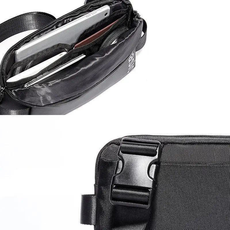 Zip Fastener Men’s Bag Casual Versatile Shoulder - Black
