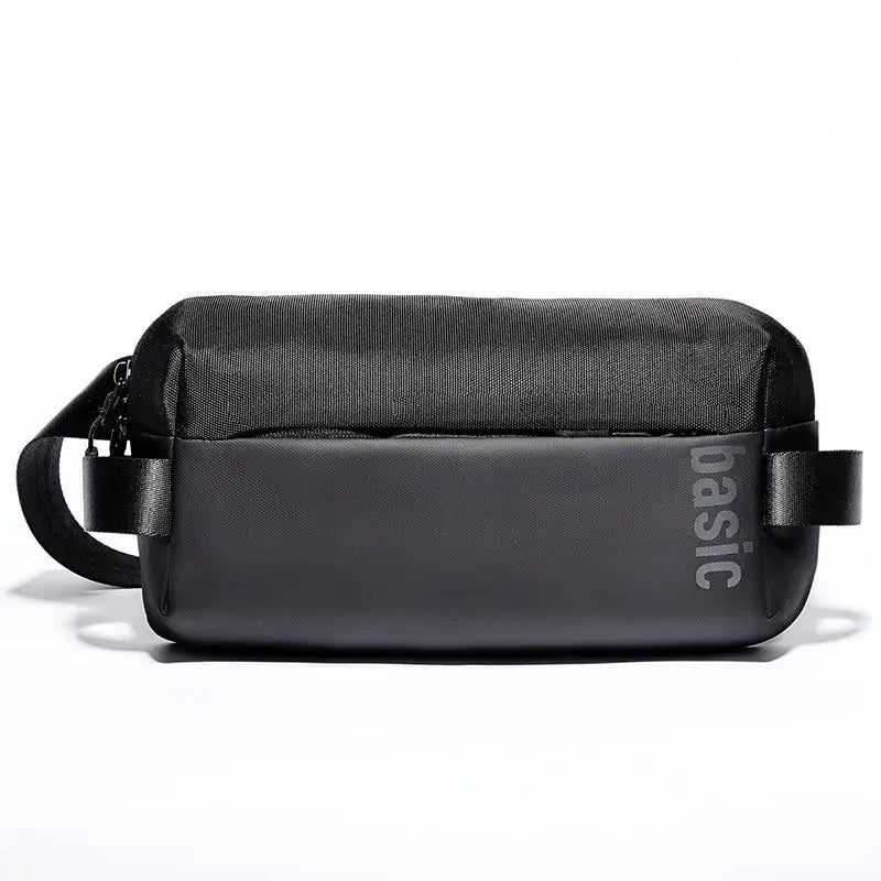 Zip Fastener Men’s Bag Casual Versatile Shoulder - Black
