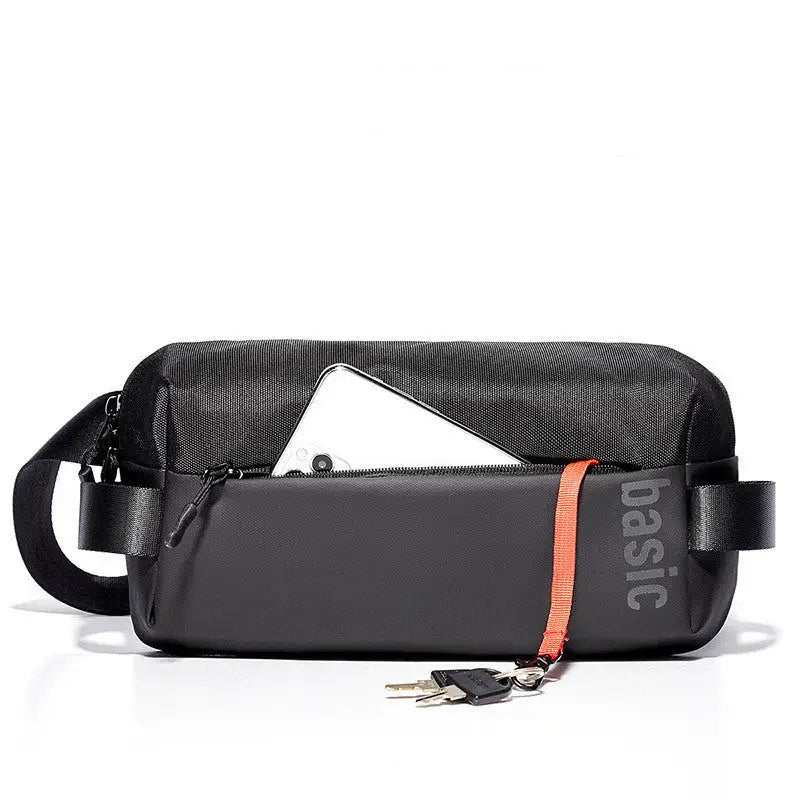 Zip Fastener Men’s Bag Casual Versatile Shoulder - Black