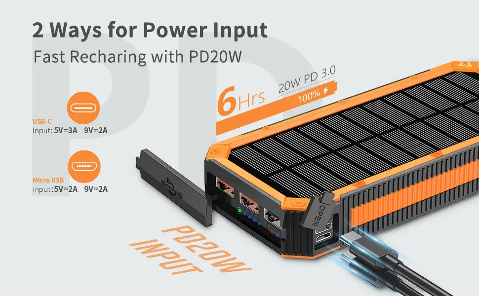 Large Capacity 30000 MA Solar Charging Unit