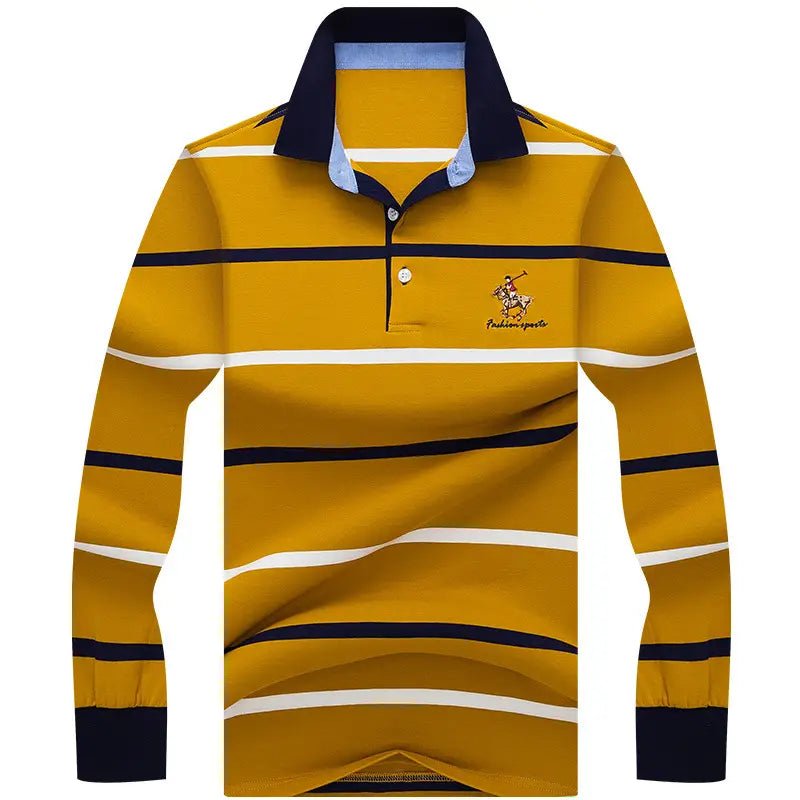 Lapel Plus Size Striped Business Men’s T-shirt