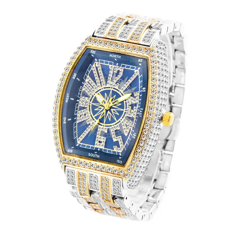 Fashion Personality Full Diamond Barrel Digital Men’s Watch