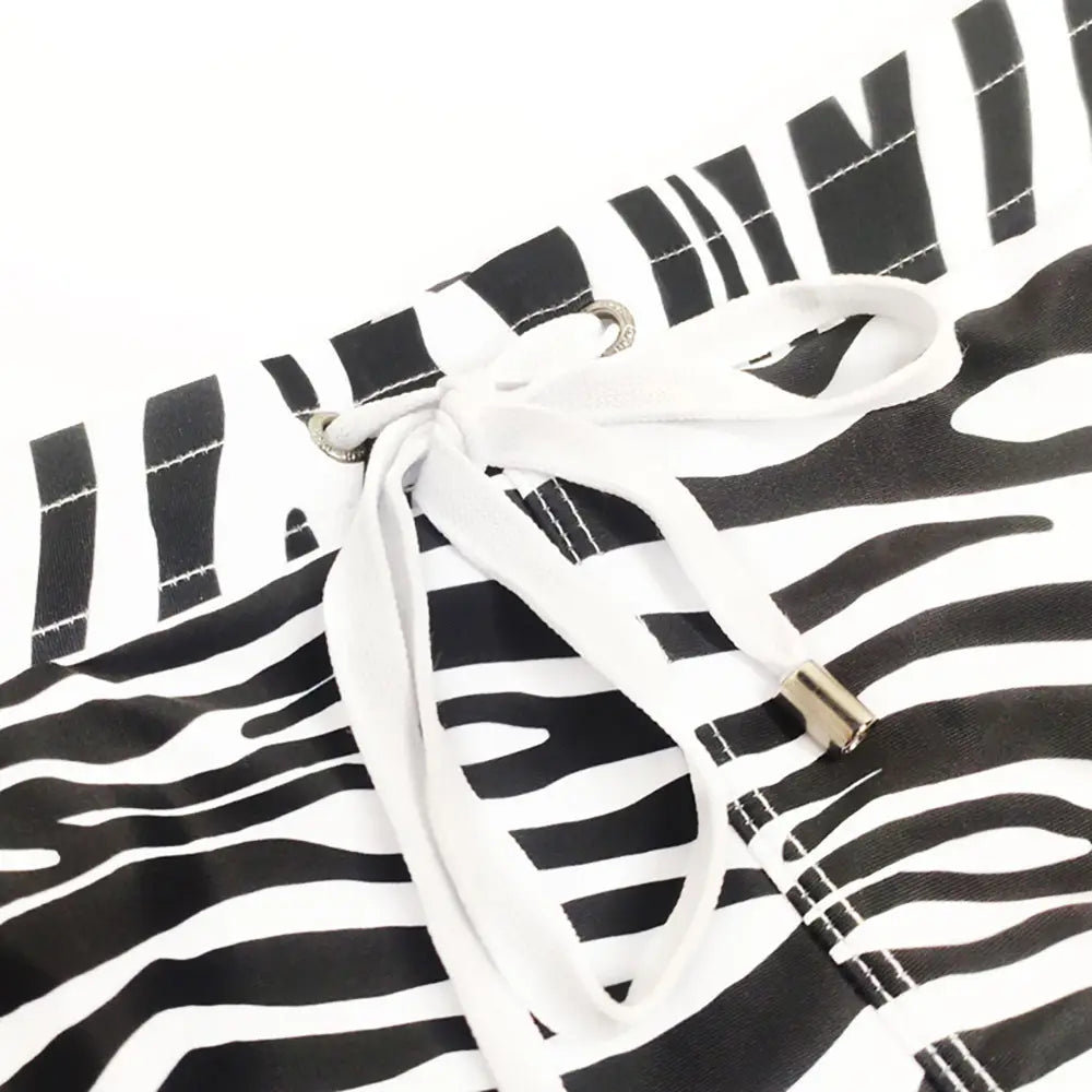 Men’s Zebra Striped Boxer Swimming Trunks Two-side Pocket Quick-drying Shorts