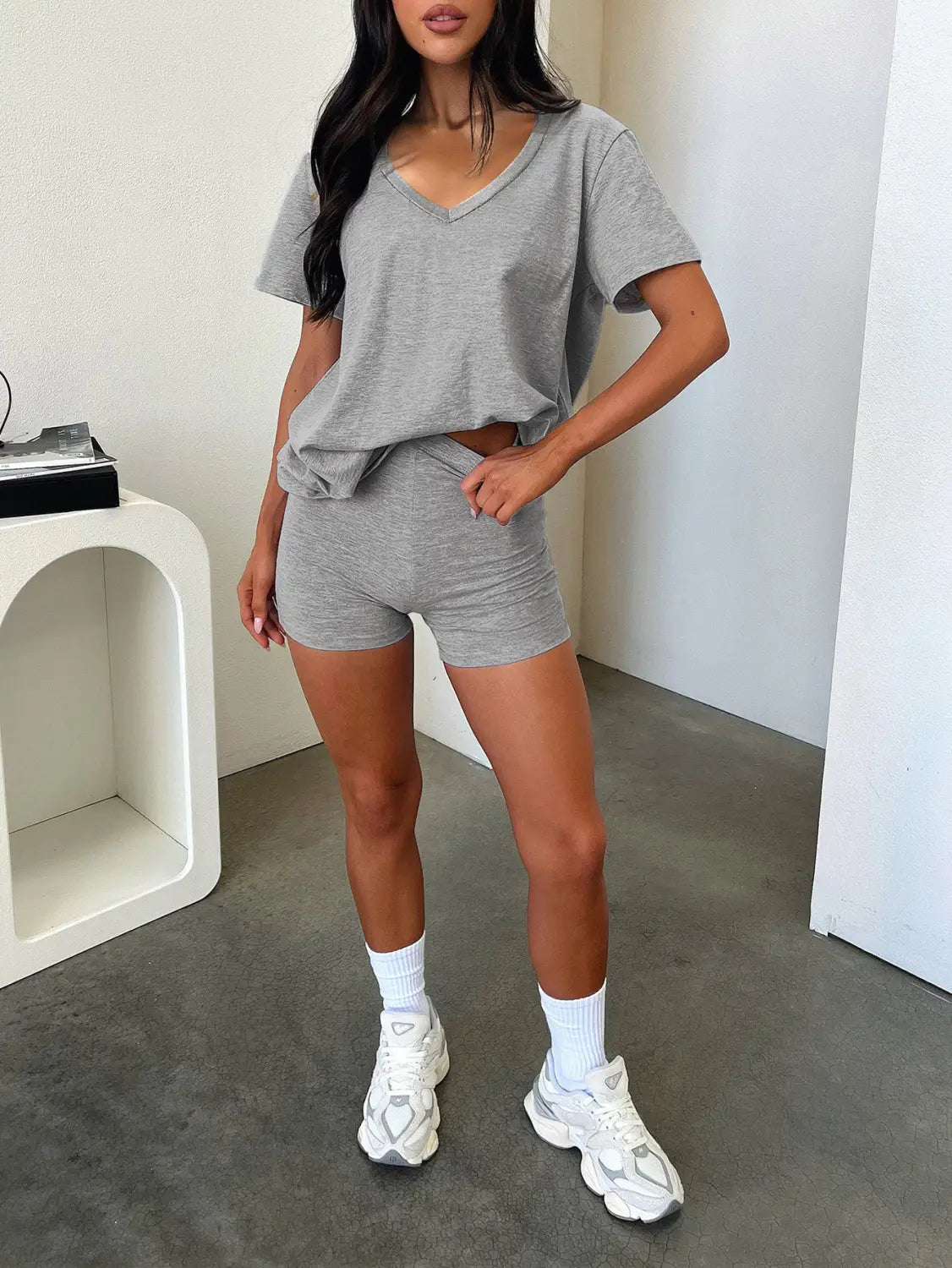 V-neck Casual Temperament Pure Color Fashion Suit