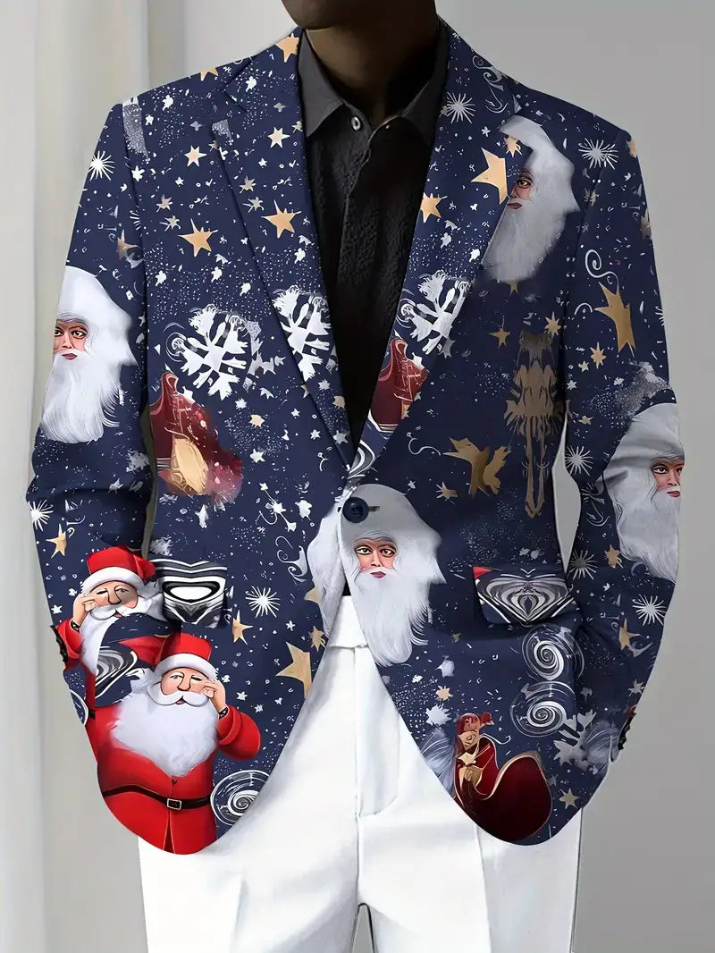 Christmas Series Cartoon Anime Men’s Long-sleeved Coat