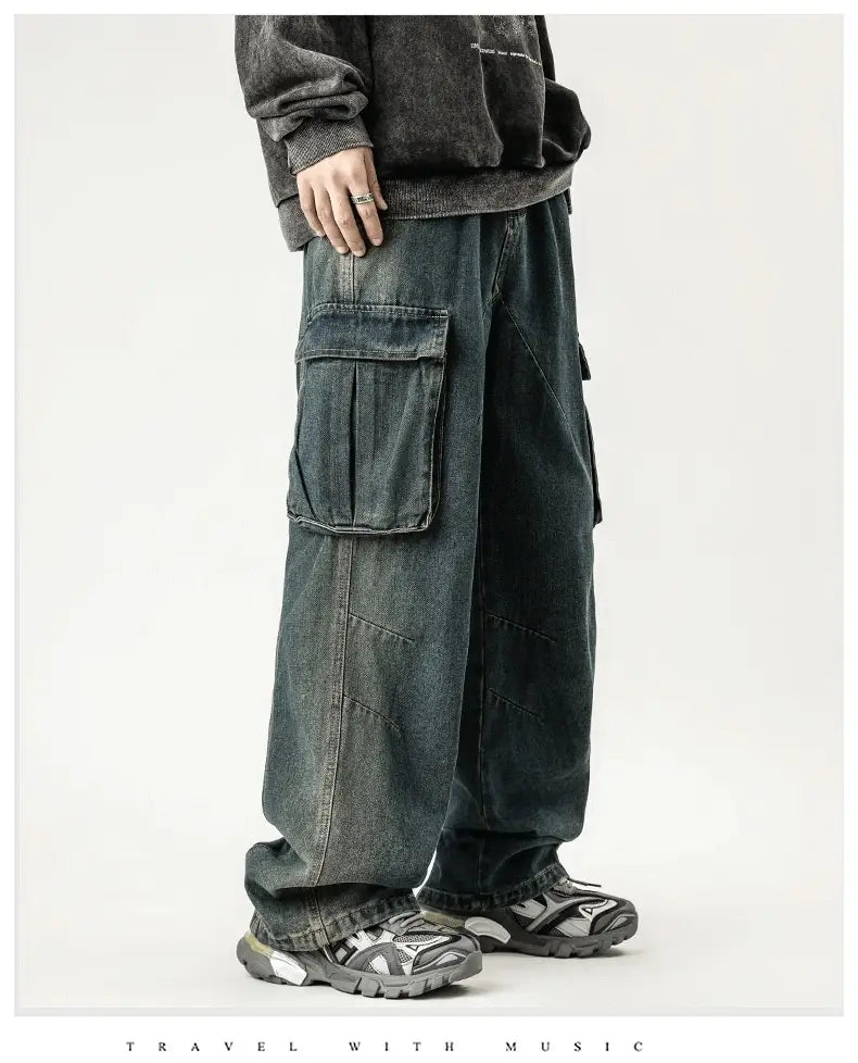 Men’s American Retro Washed Workwear Jeans