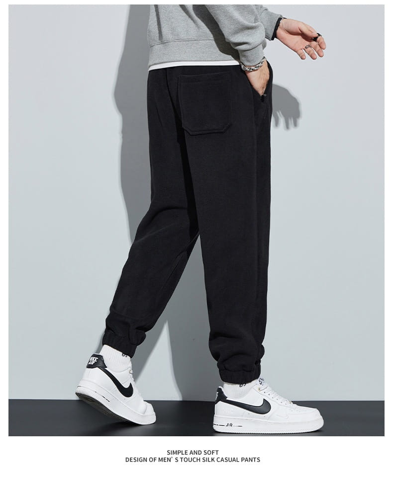 Thickened Outer Wear Loose Double-sided Velvet Ankle-tied Sports Pants For Men