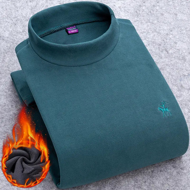 Men’s Half High Collar Plus Velvet Warm Plus Size Slim Bottoming Shirt