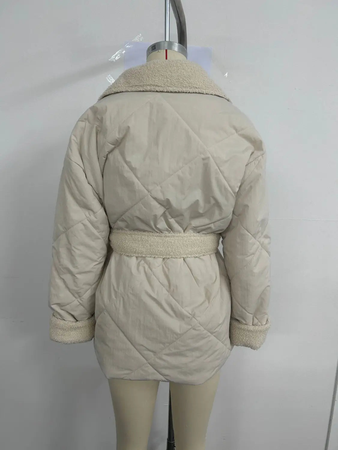 Winter Lapel Plaid Coat Fashion All-match Waist-tied Design Coat For Women Outwear Clothing