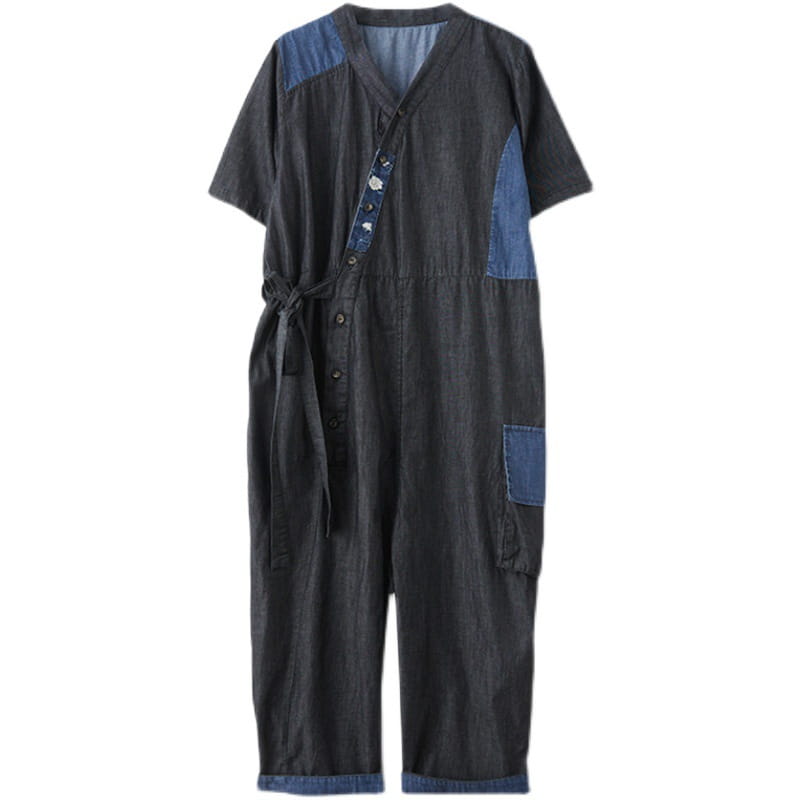 Women’s Fashion Drawstring Denim Jumpsuit