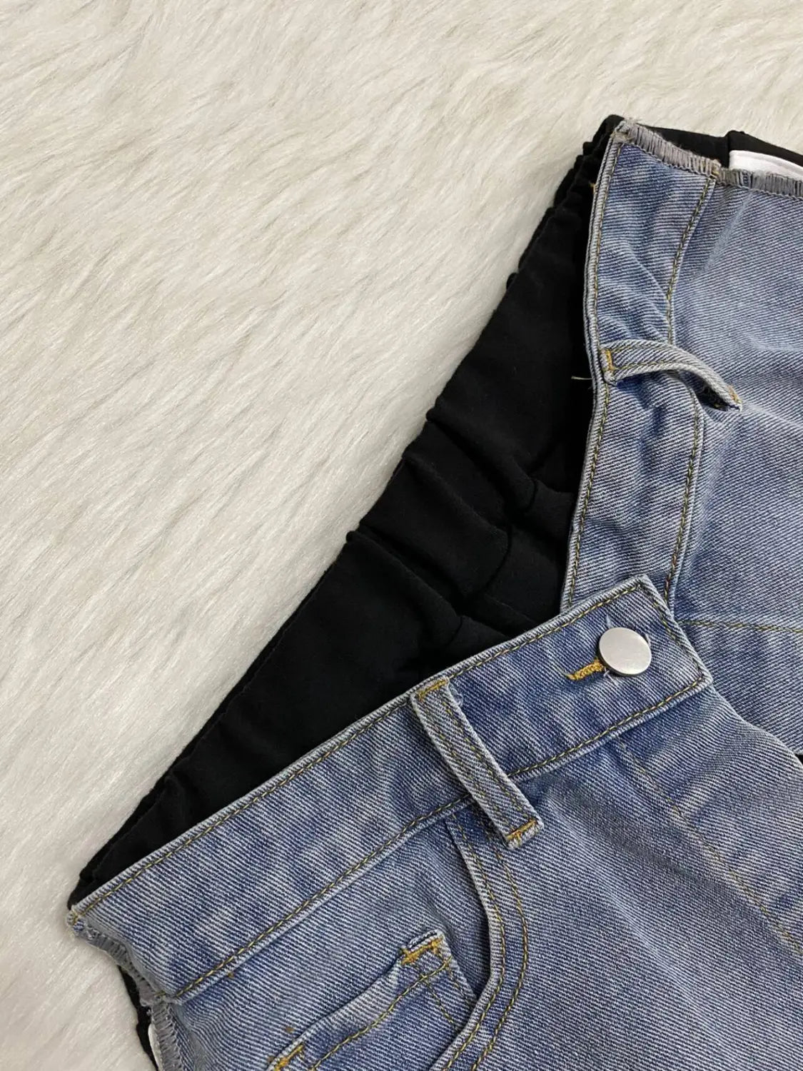 Women’s Fashion Denim Stitching Elastic Waist Trousers