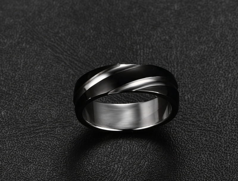 Black Titanium Steel Twill Men’s Ring