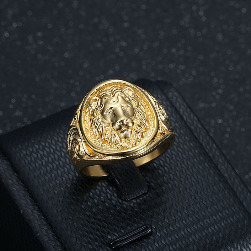Vacuum Gold Plated Lion’s Head Men’s Ring