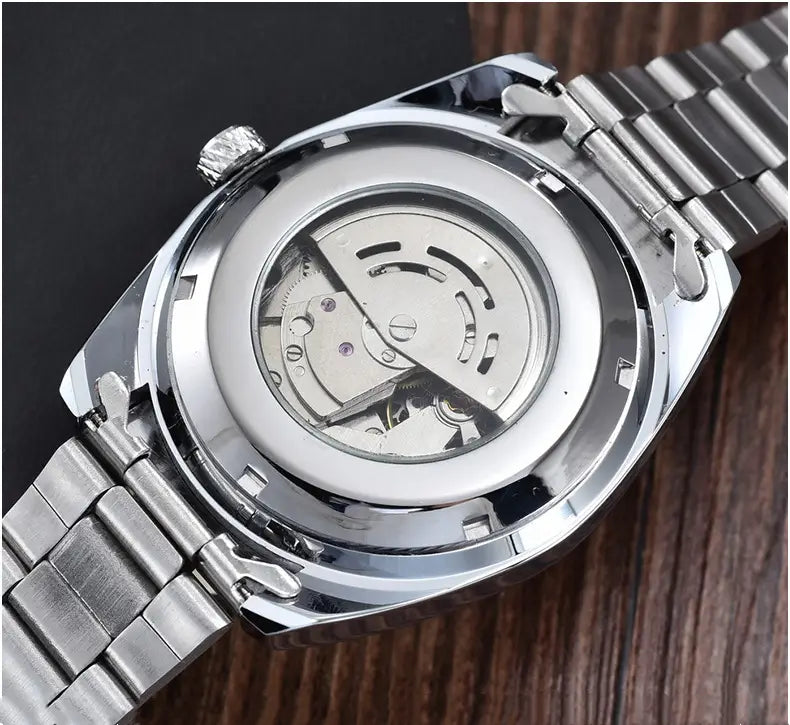 Relogio Masculino Men Tourbillon Watches Stainless Steel Band Automatic Mechanical Wristwatches Moon Phase Small