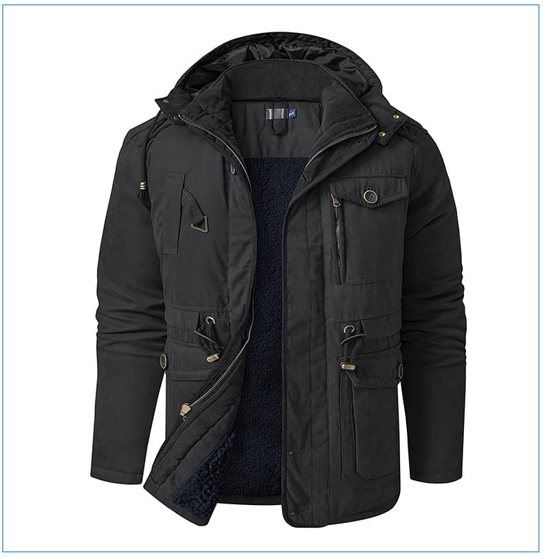 Men’s Plus Size Mid-length Fleece-lined Thickened Cotton-padded Coat