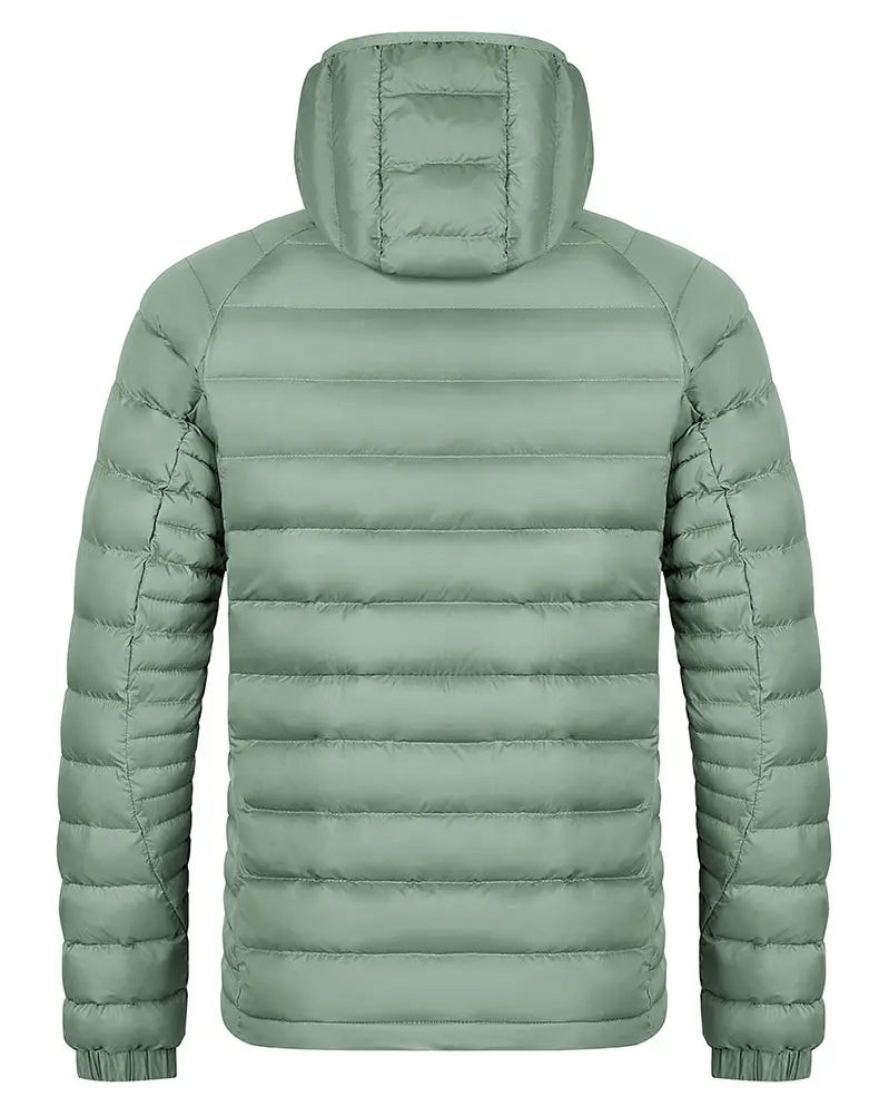 Winter Lightweight Hooded Coat With Pockets Fashion Warm Portable Zipper Jacket For Men Clothing Solid Color Outerwear