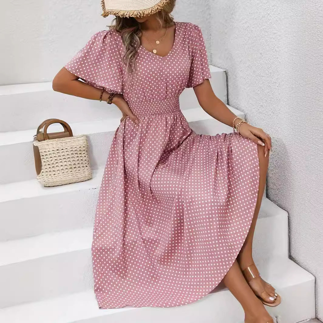 Women's Small Floral Print Short Sleeve Dress