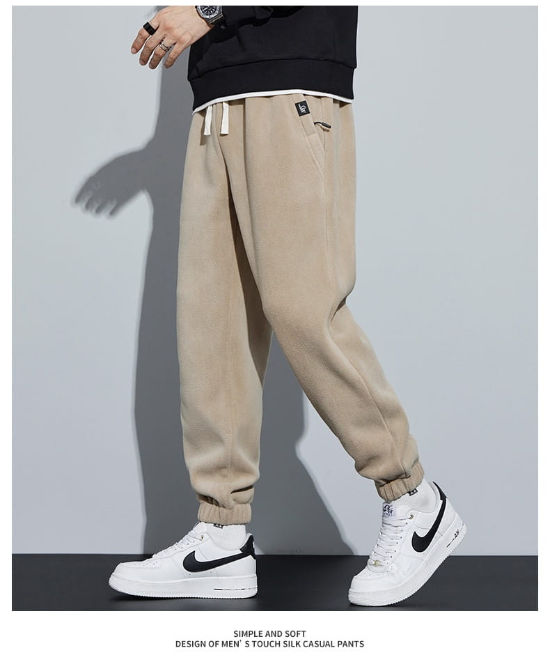 Thickened Outer Wear Loose Double-sided Velvet Ankle-tied Sports Pants For Men
