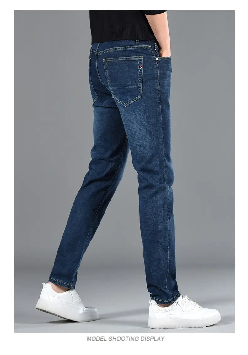 New Slim Fit Youth Casual Straight-leg Cotton Jeans Men