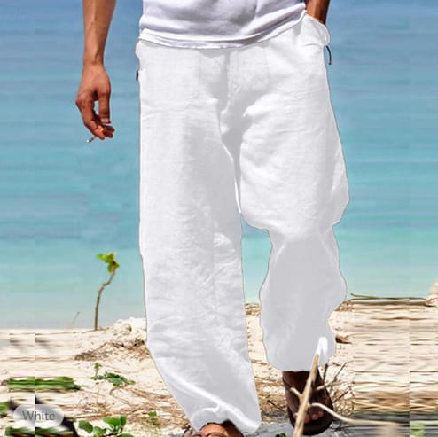 Men’s Trousers Summer Drawstring Elastic Waist Beach Pants