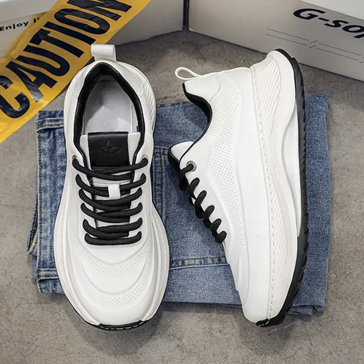 Men’s Thick-soled Sports Shoes Casual Breathable Sneakers Lace-up Dad Shoes Boy