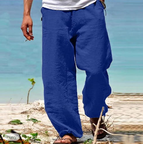 Men’s Trousers Summer Drawstring Elastic Waist Beach Pants