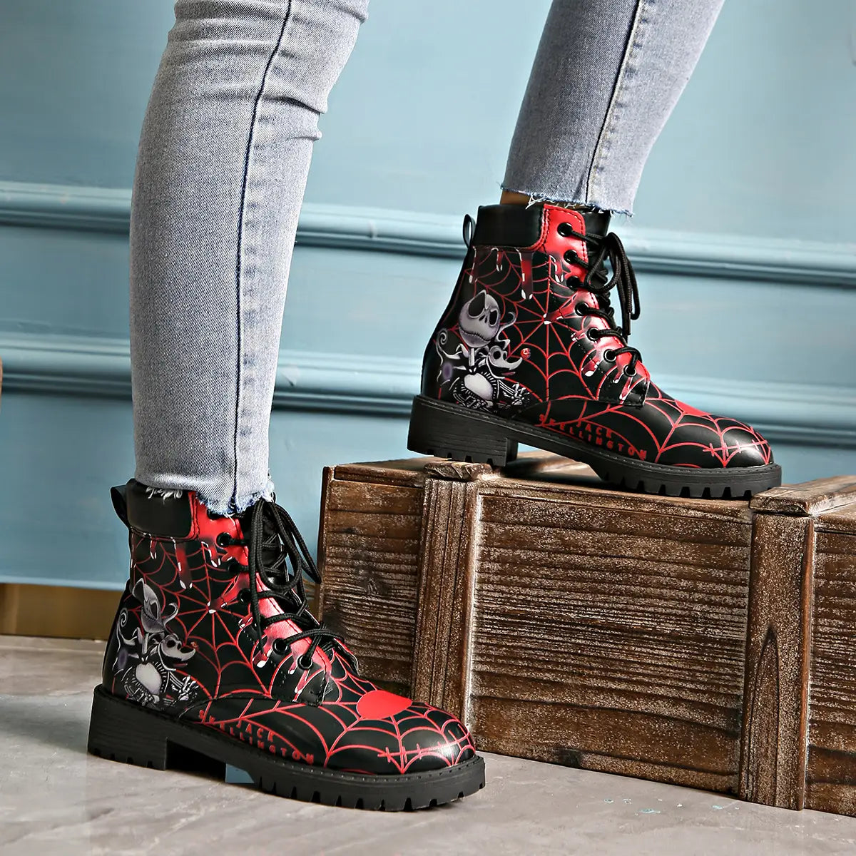 Printed short boots for women