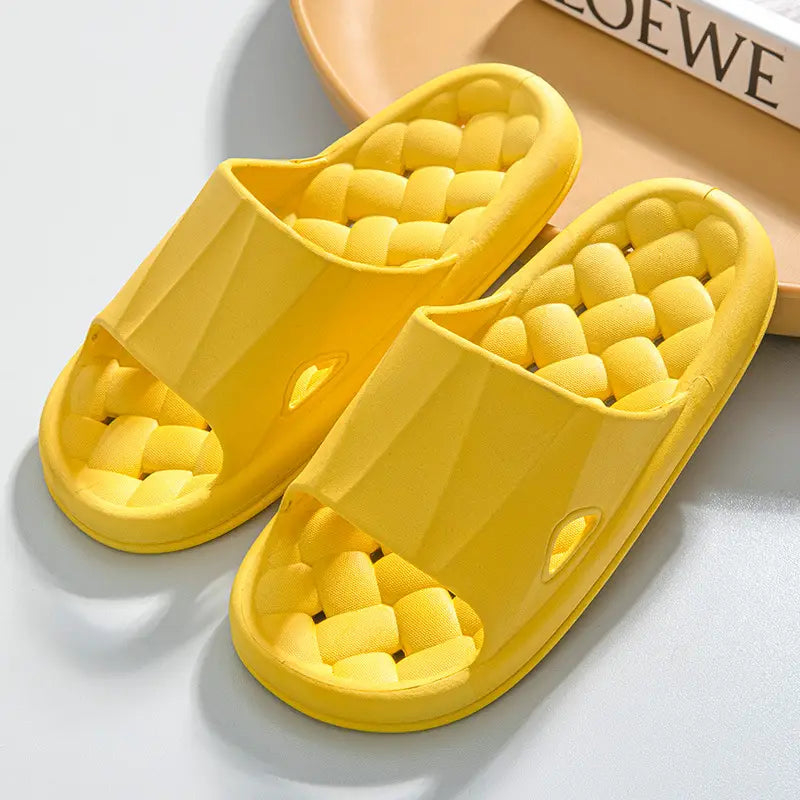 New Woven Texture Non-slip Slippers For Women Summer Indoor Floor Bathroom Home Slipper Men House Shoes