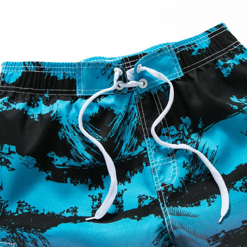 Striped Print Seaside Plus Size Beach Shorts Men