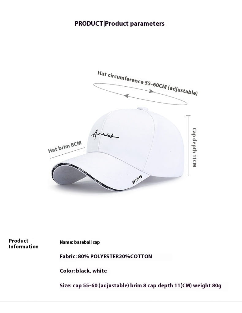 Women’s Korean-style Letter Embroidered Peaked Cap Baseball Cap