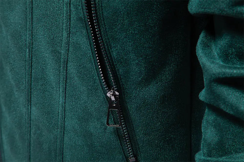 Fashion Lapel Zipper Jacket Autumn And Winter Solid Suede Coat Men’s Clothing Outdoor