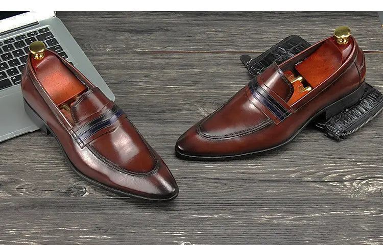 Shallow mouth men’s shoes leather shoes