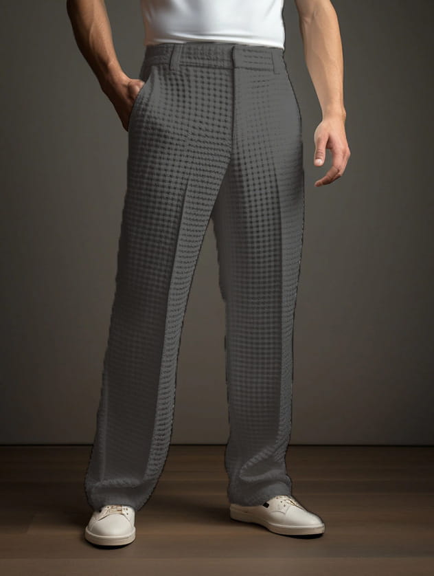 Casual Versatile Business Straight Men’s Fashion Waffle Suit Pants