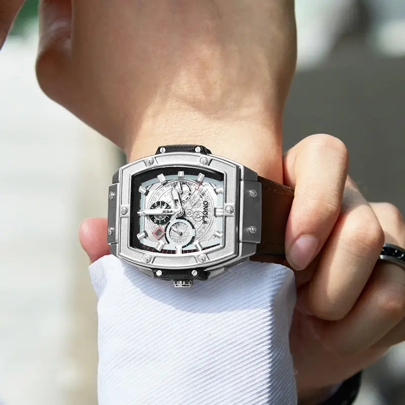 Barrel-shaped multi-function quartz men’s watch
