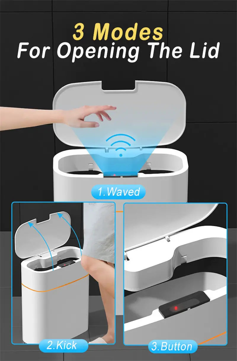 Smart Trash Can With Lid For Bedroom And Living Room Kitchen Storage Box Trash Can Induction Small Car Box Automatic