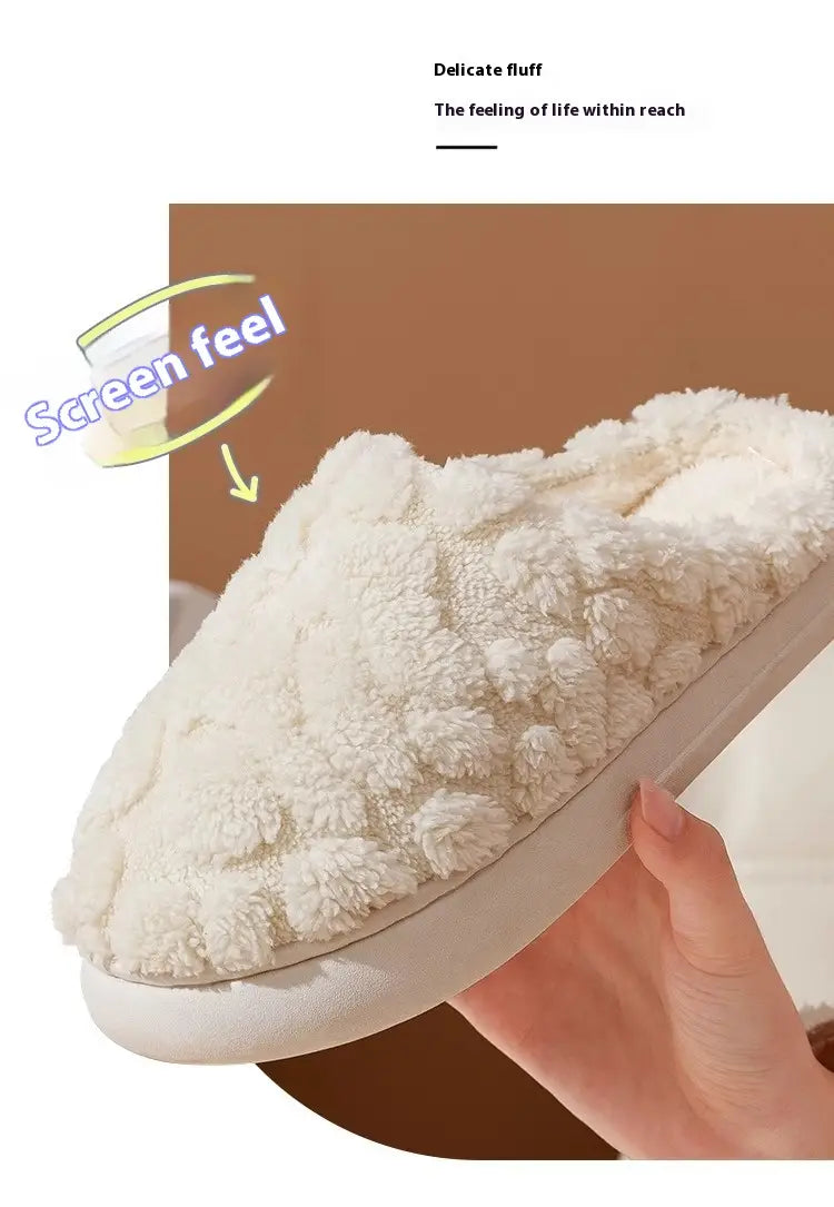 Home Fuzzy Slipper Unisex Cartoon Winter Plush Slipper Anti-Skid Soft Soled Cotton Shoes Comfy Outdoor Couple Slippers