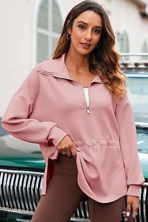 Women’s Super Plus Size Sweatshirt Half Zipper Drawstring