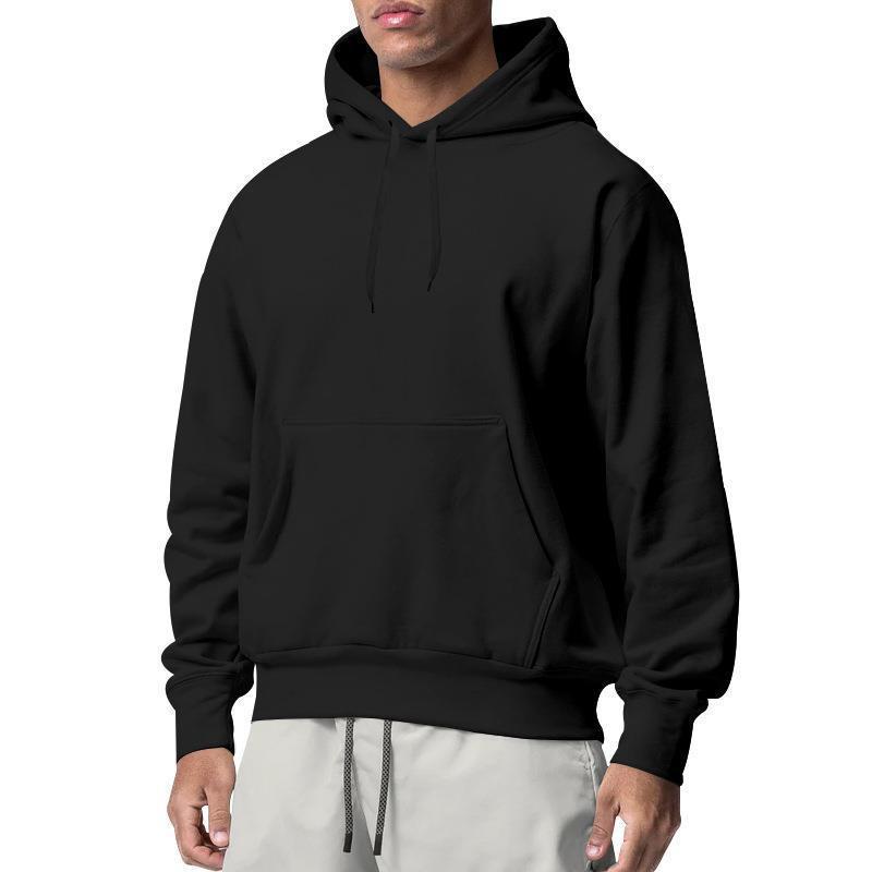 European And American Men’s Sports Solid Color Fleece Sweater Hoodie