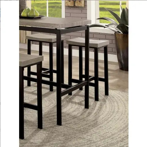 Table Set Two Tone Design Black Gray Dining Chairs