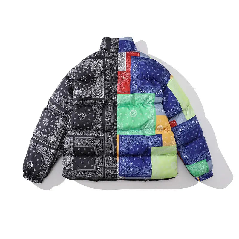 Color-blocking Thick Bread Clothes Loose Cotton-padded Jackets For Men And Women