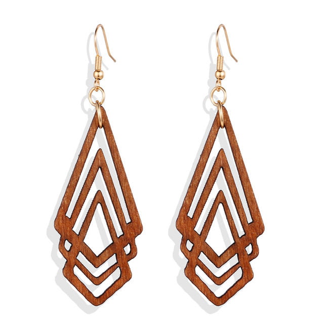 Wooden geometric dangle earrings from the Earrings Women Jewelry set for girls.