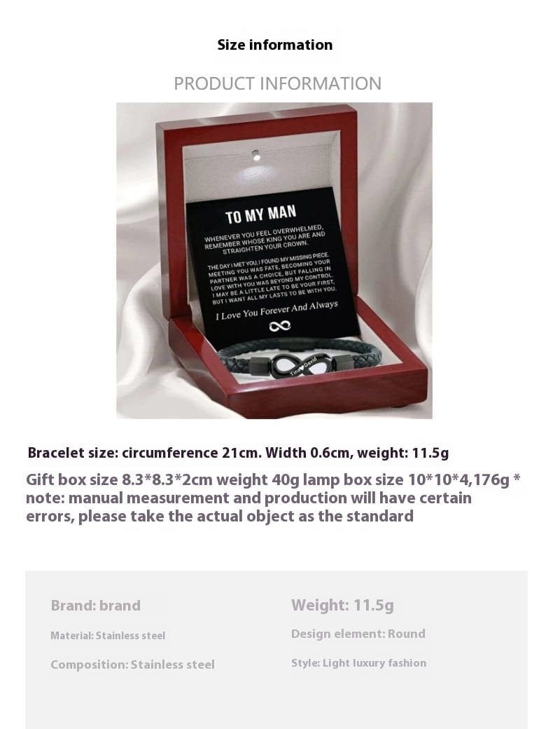 8-word Stainless Steel Black Men’s Bracelet
