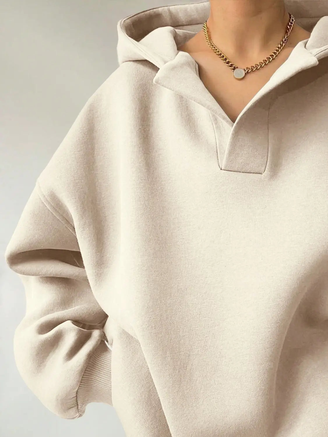 Women’s Solid Color Long Sleeve Hooded Solid Color Loose Sweater