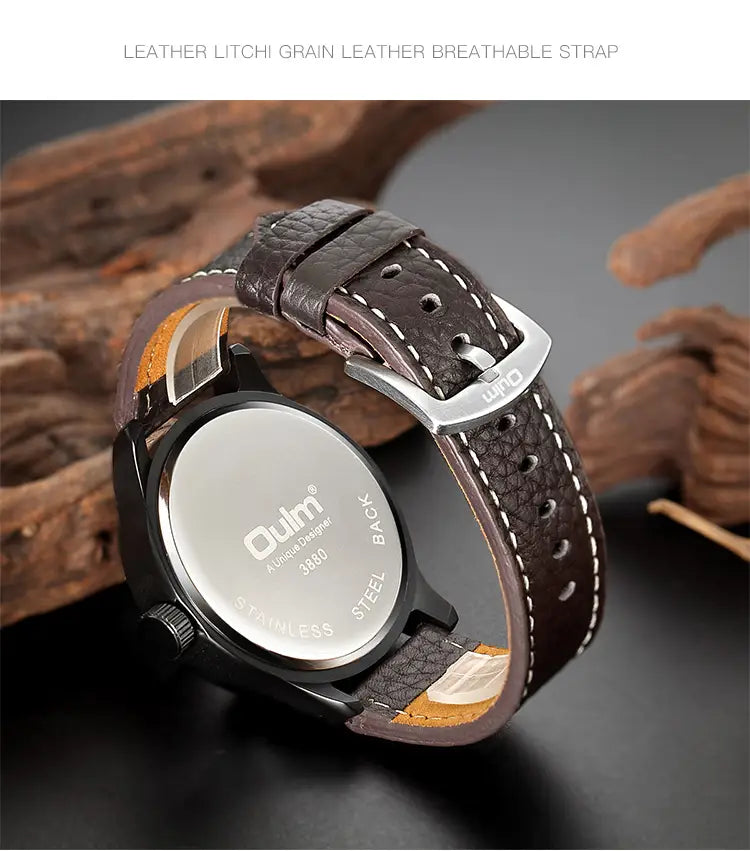 New Sport Watches Men Decorative Compass Unique Design Male Quartz Clock Men’s Leather Strap Casual Wrist Watch